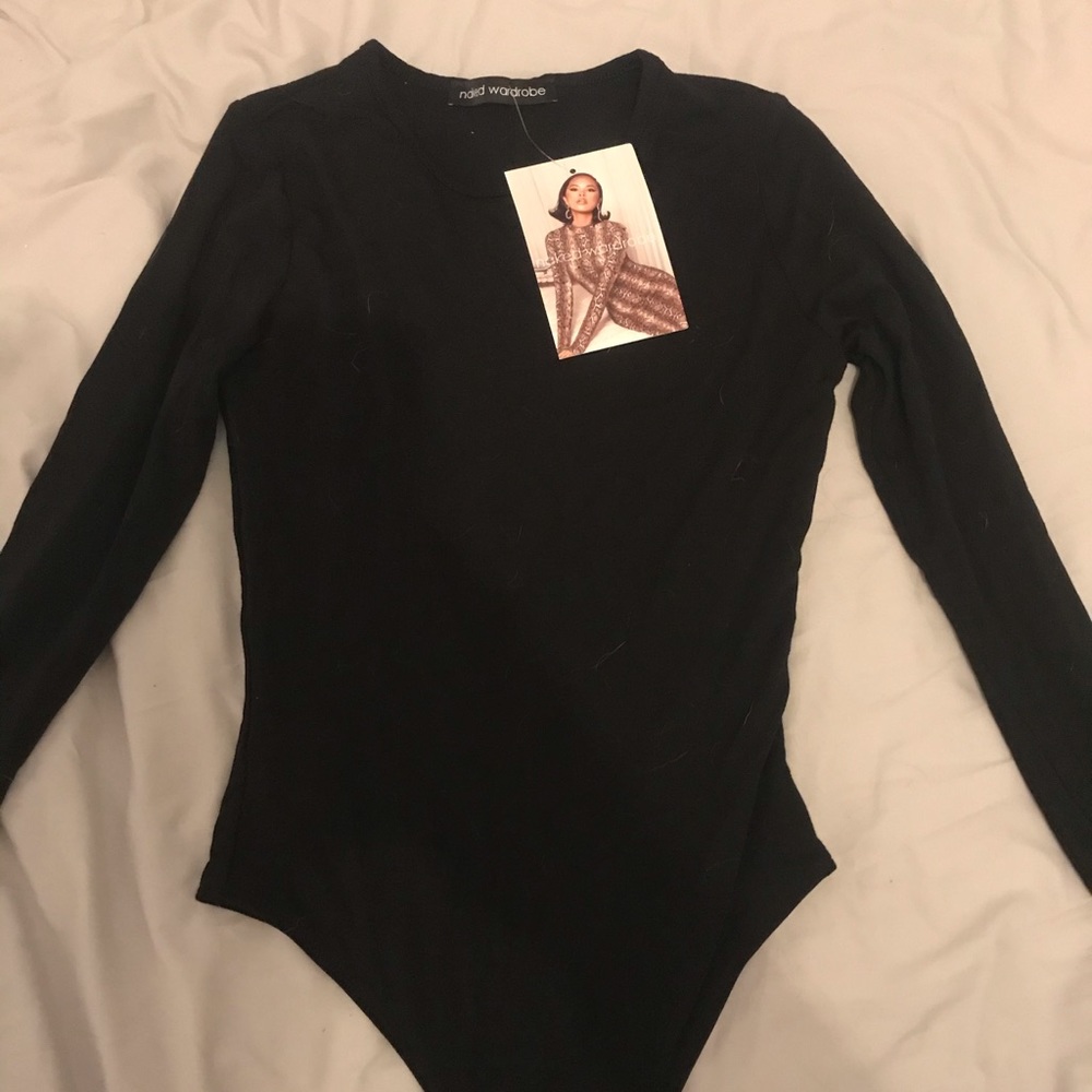 Naked wardrobe long sleeve black bodysuit